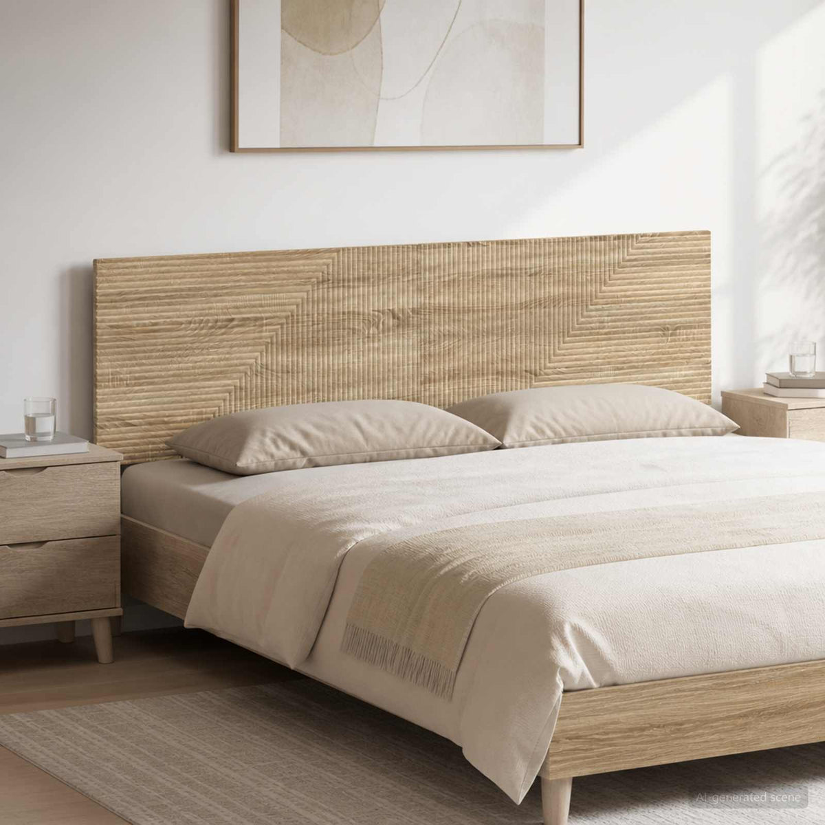 Wall-Mounted Headboard HAARLEM Engineered Wood Width 200 cm Sonoma oak