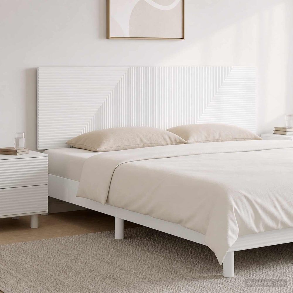 Wall-Mounted Headboard HAARLEM Engineered Wood Width 200 cm High gloss white