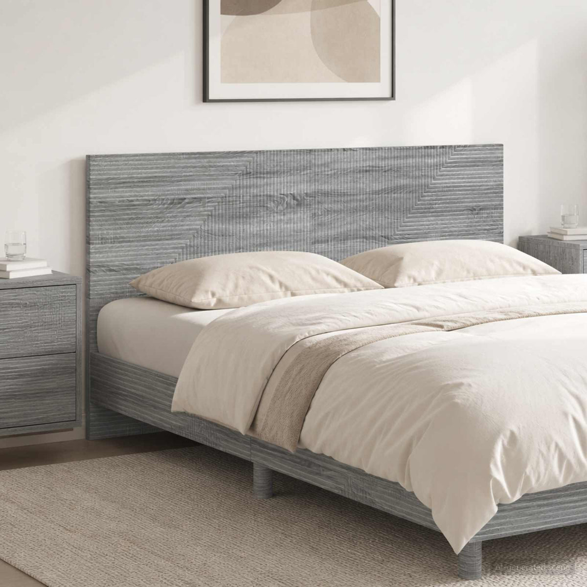 Wall-Mounted Headboard HAARLEM Engineered Wood Width 200 cm Grey sonoma