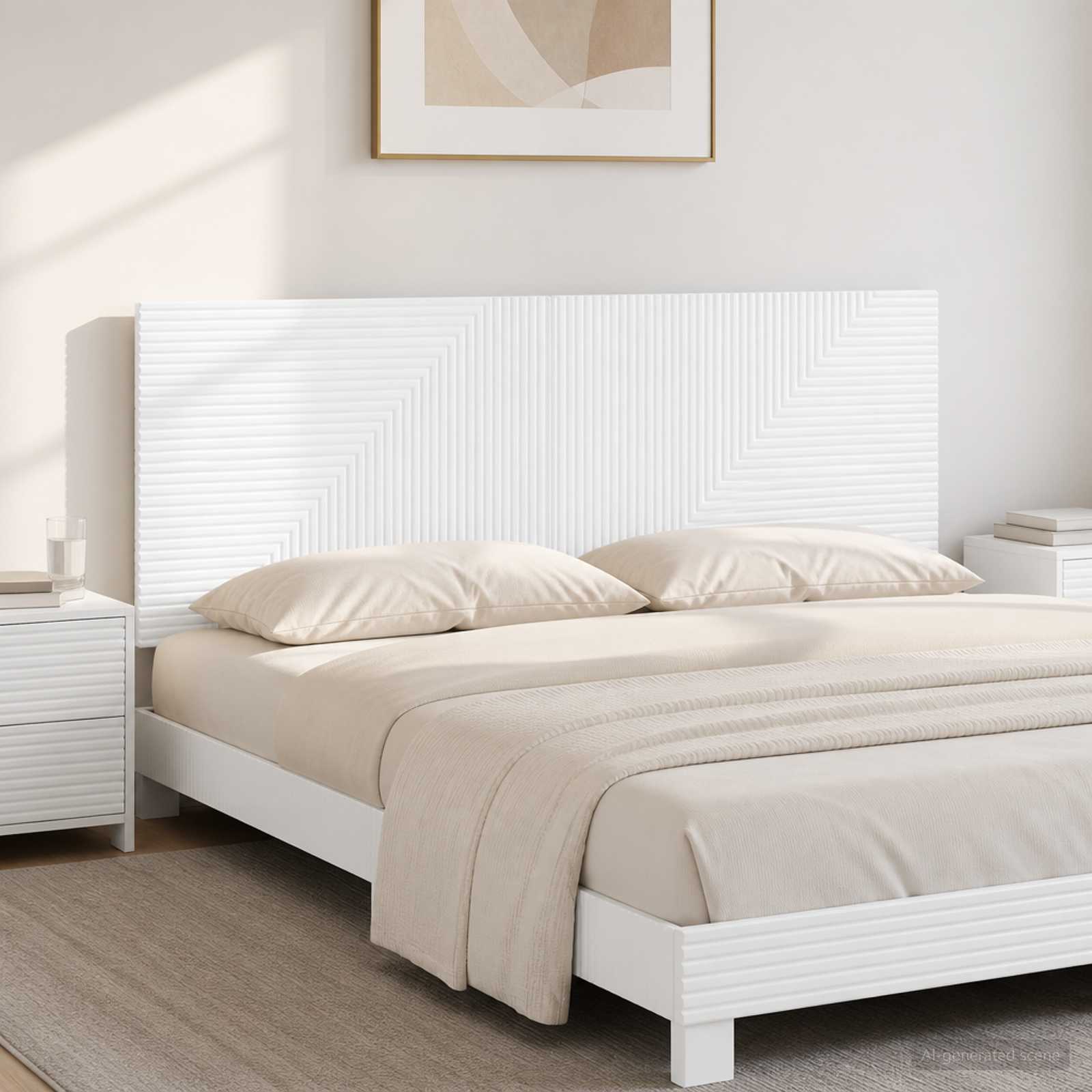 vidaXL Wall-Mounted Headboard HAARLEM High Gloss White Engineered Wood 1