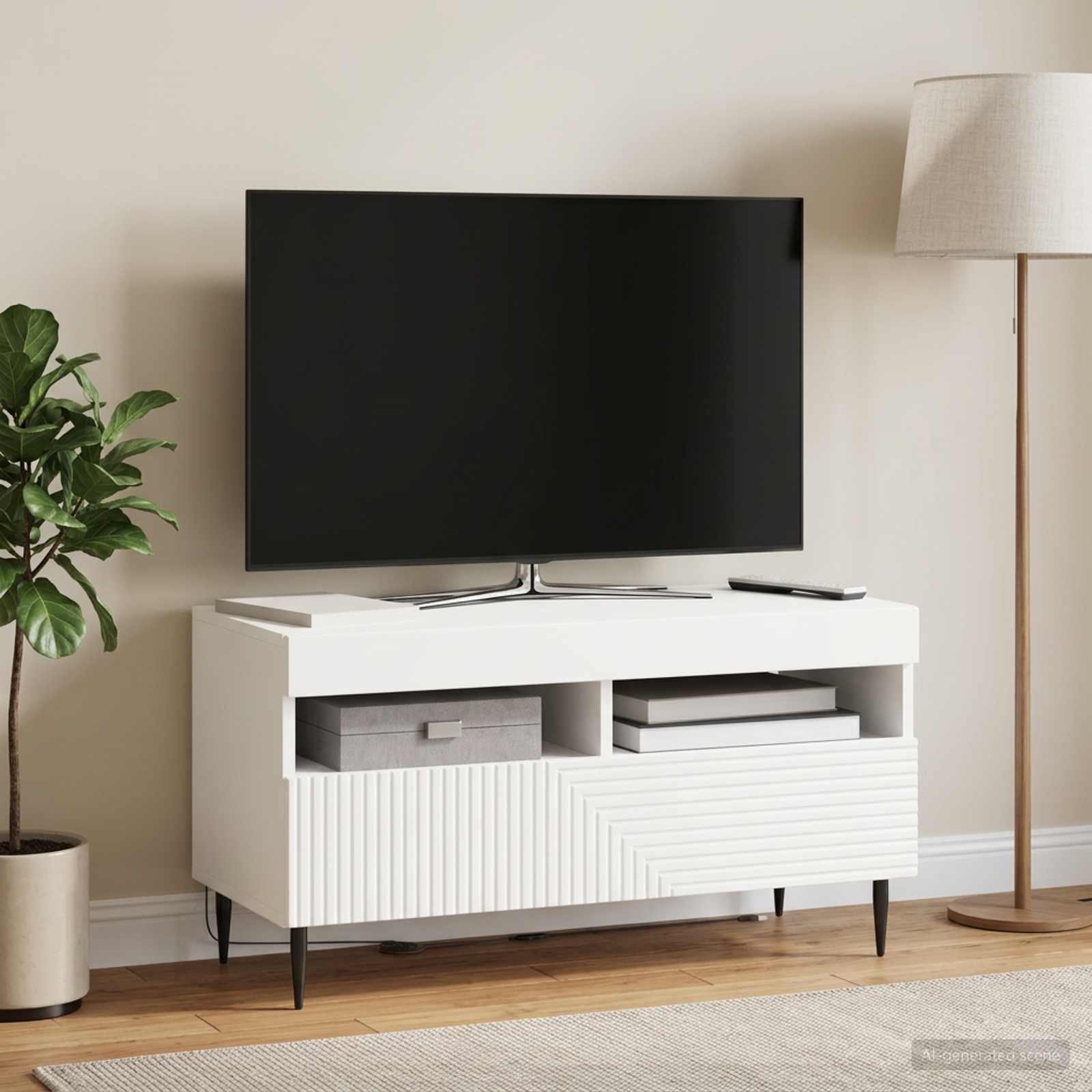 vidaXL LED TV Cabinet White Engineered Wood 1