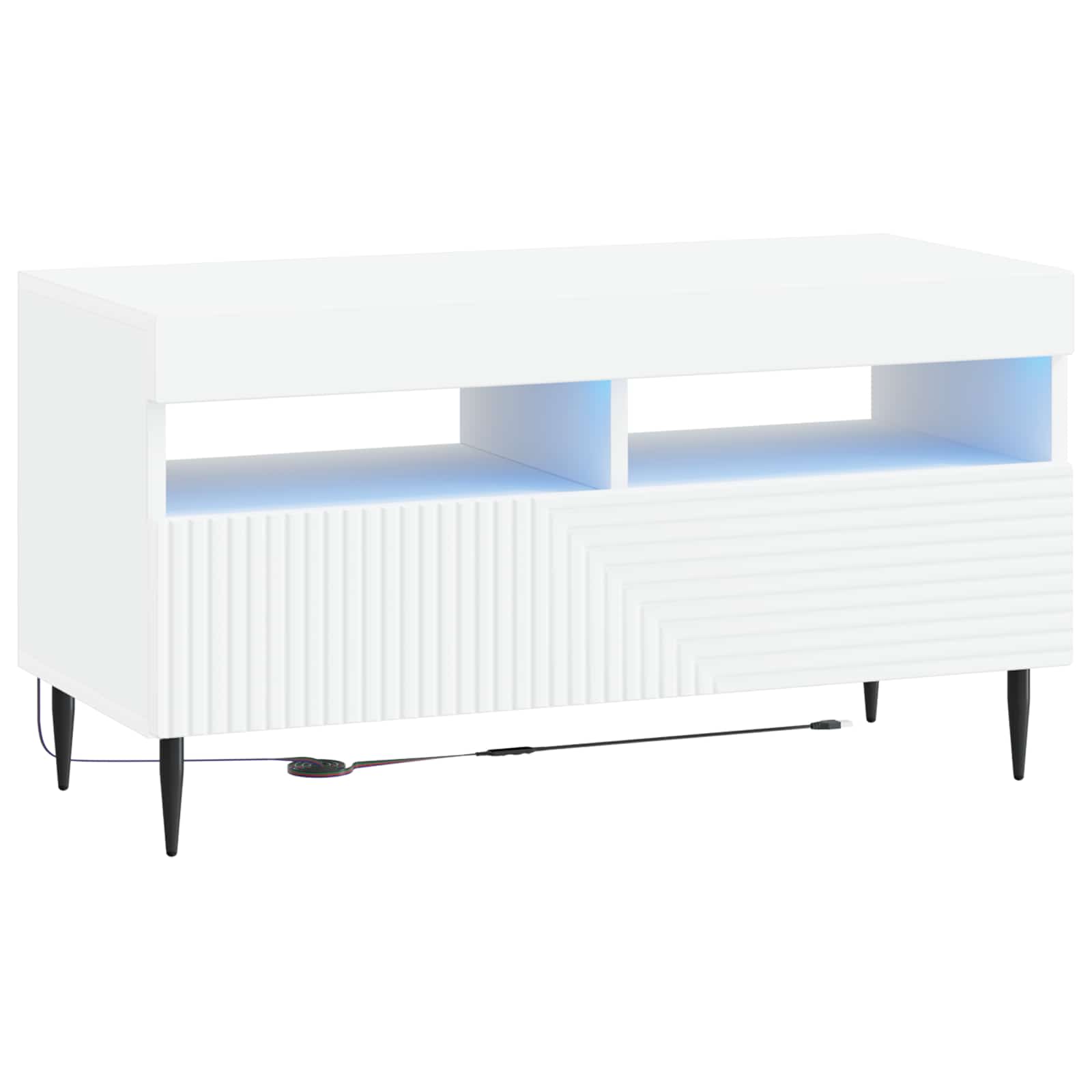 vidaXL LED TV Cabinet White Engineered Wood 2