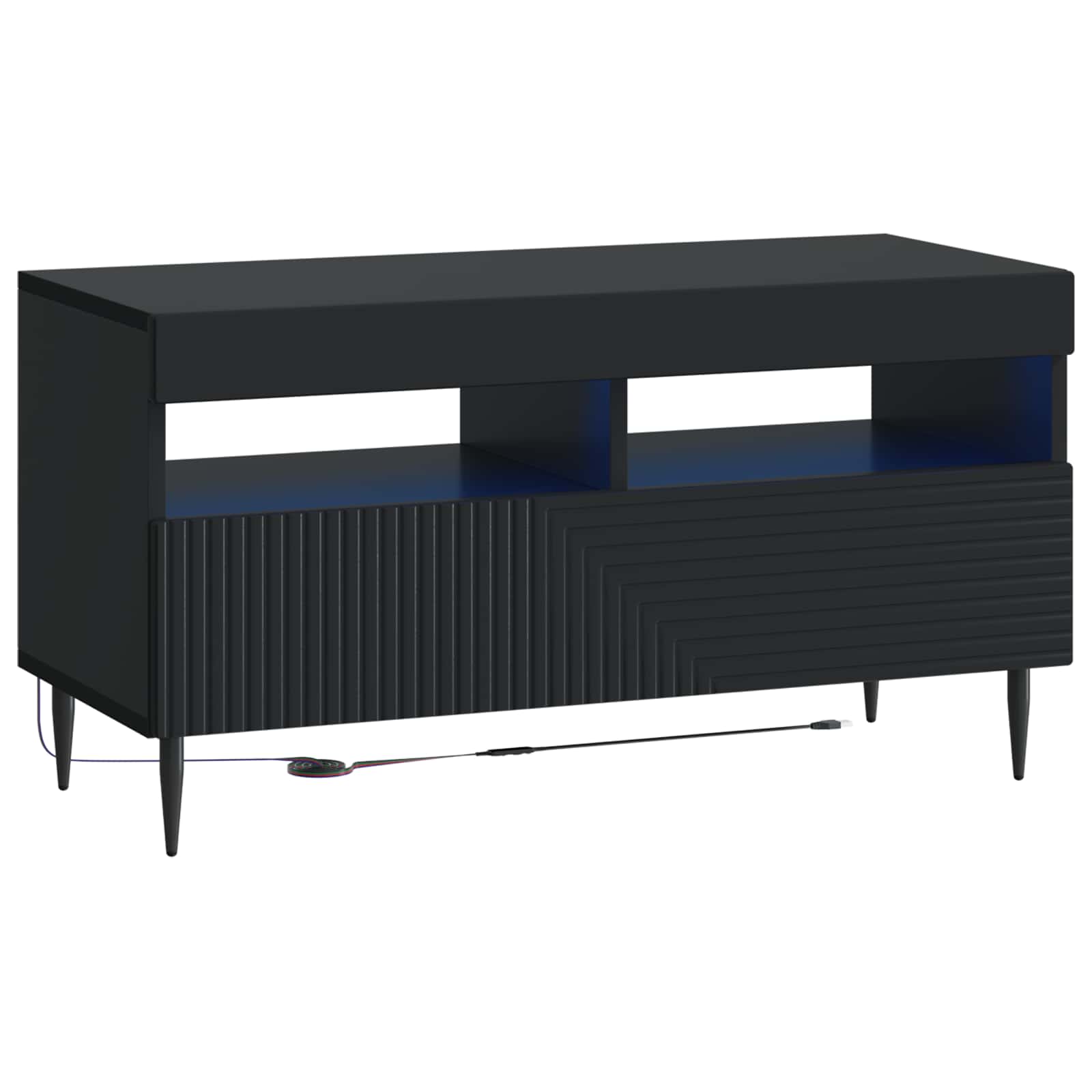 vidaXL LED TV Cabinet Black Engineered Wood 2
