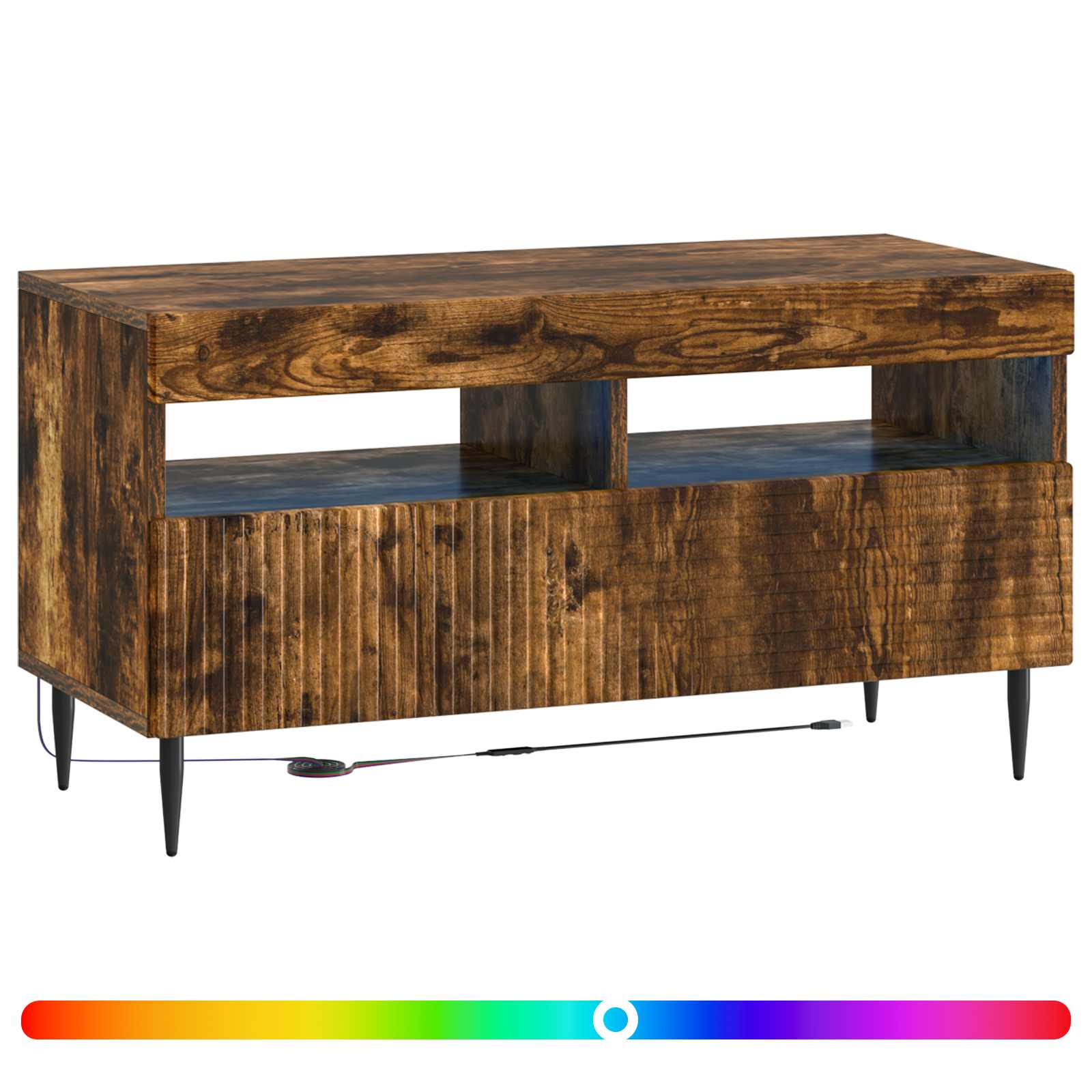 vidaXL LED TV Cabinet Smoked Oak Engineered Wood 3