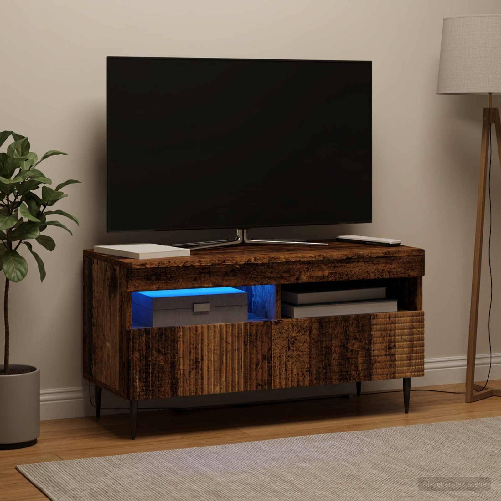 vidaXL LED TV Cabinet Old Wood Engineered Wood 4