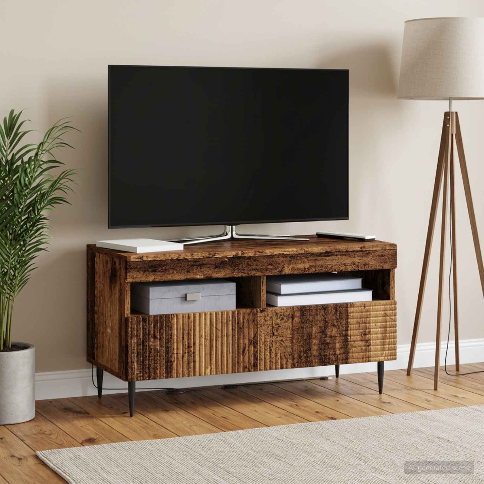 vidaXL LED TV Cabinet Old Wood Engineered Wood 1