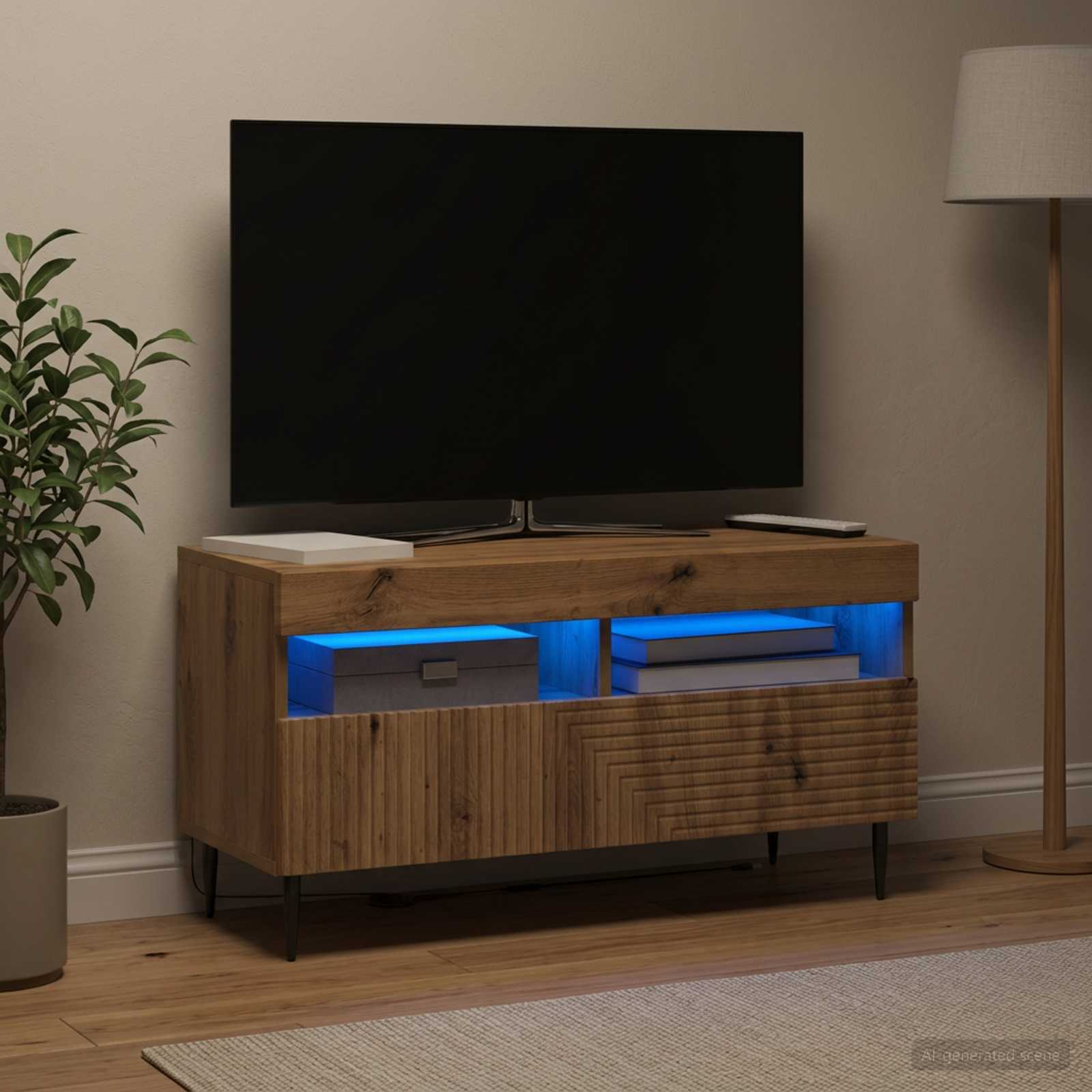 LED TV Cabinet HAARLEM 81 x 35 x 43 cm Artisan oak