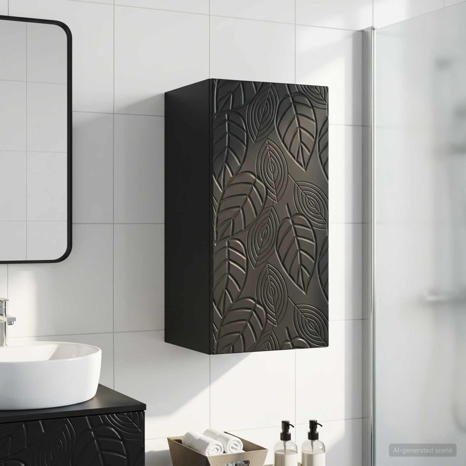 vidaXL Bathroom Wall Cabinet DELFT Black 30 x 31 x 59 cm 1