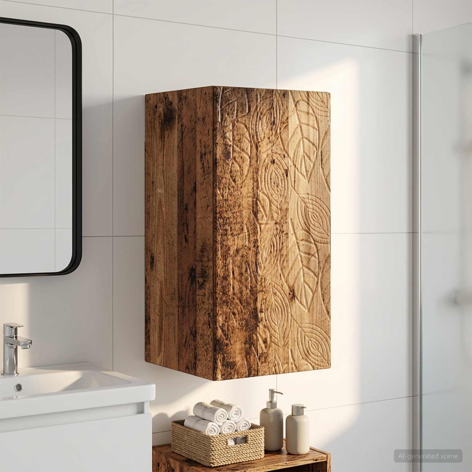 vidaXL Bathroom Wall Cabinet DELFT Old Wood 30 x 31 x 59 cm 1