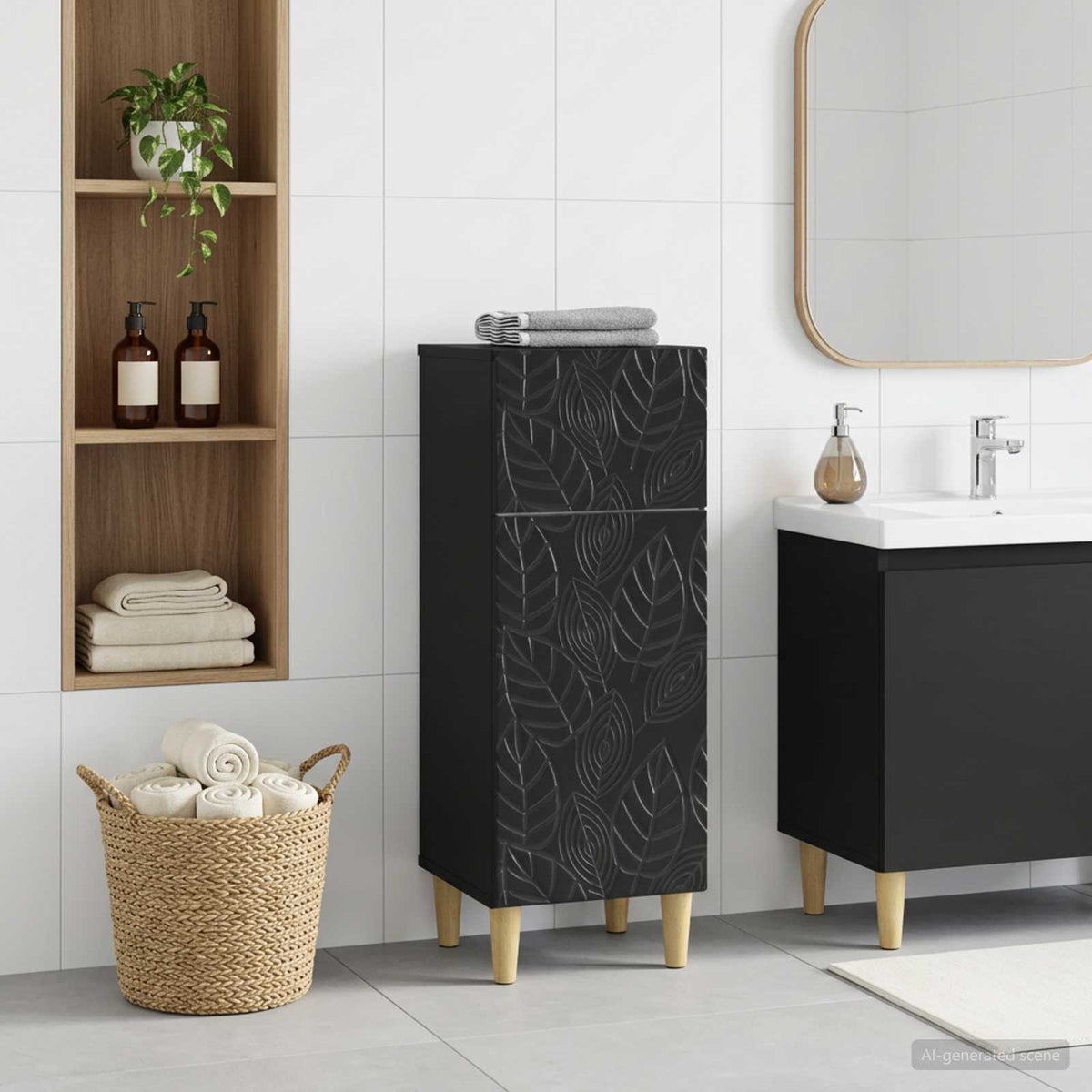 Bathroom Storage Cainet DELFT 30 x 31 x 80 cm Black