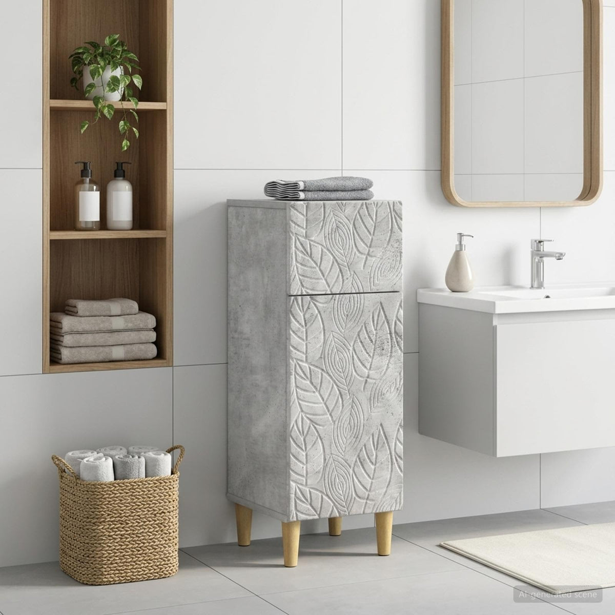 Bathroom Storage Cainet DELFT 30 x 31 x 80 cm Concrete grey