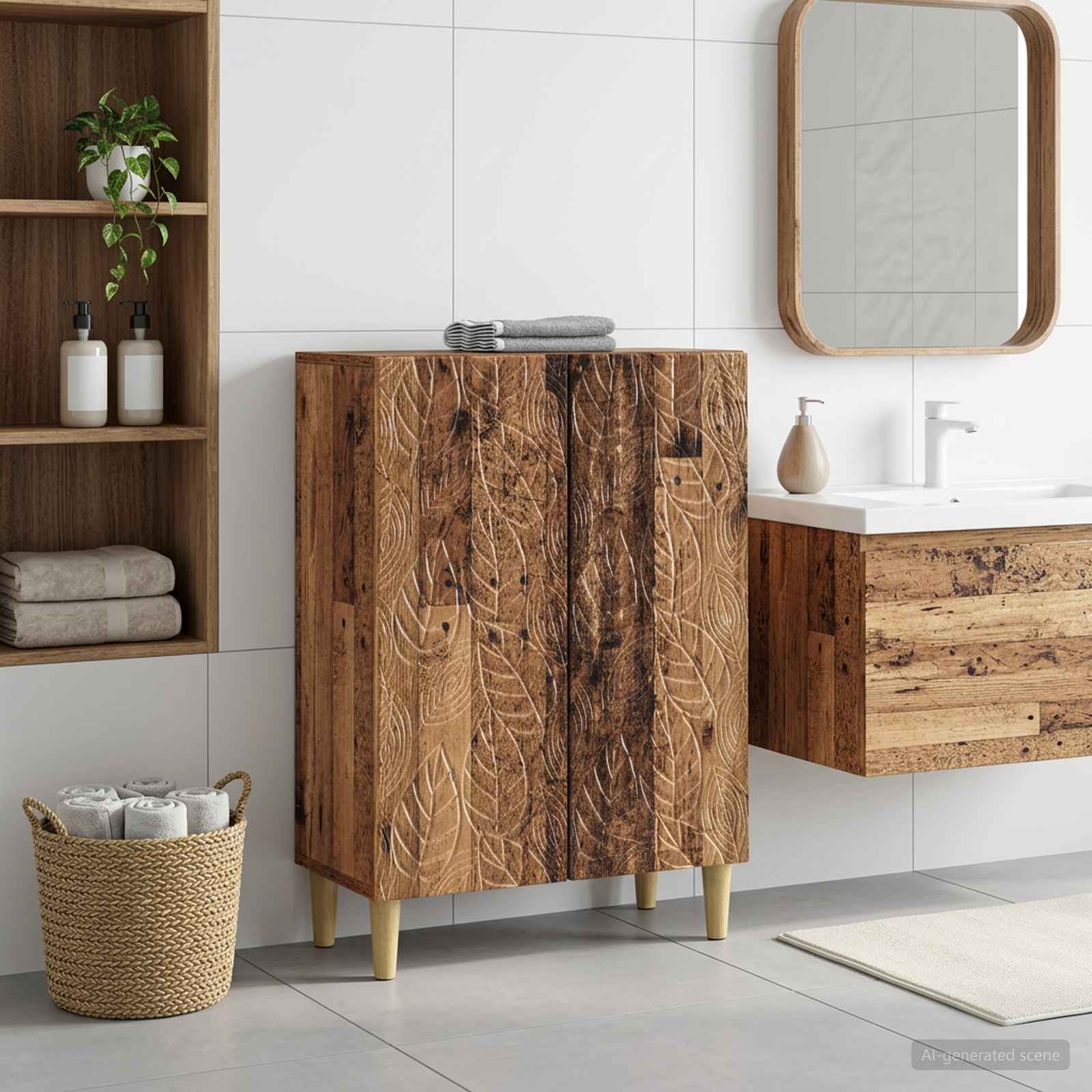 vidaXL Bathroom Storage Cainet DELFT Old Wood 59.5 x 31 x 80 cm 1