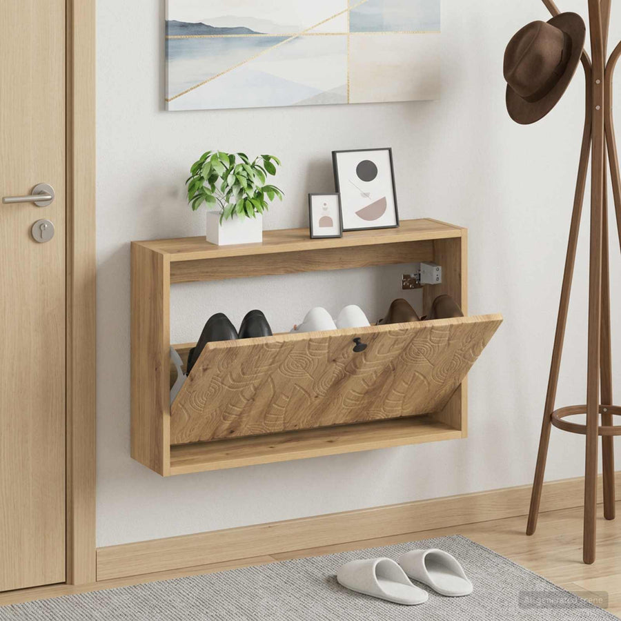 Wall-Mounted Shoe Cabinet DELFT 71 x 17 x 43 cm Engineered Wood Artisan oak