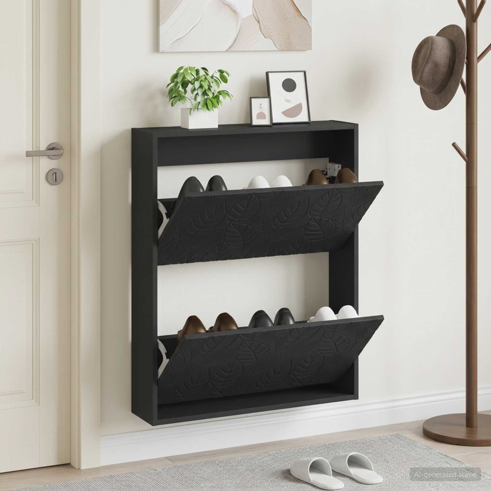 vidaXL Wall-Mounted Shoe Cabinet DELFT 71 x 17 x 86 cm Engineered Wood 1