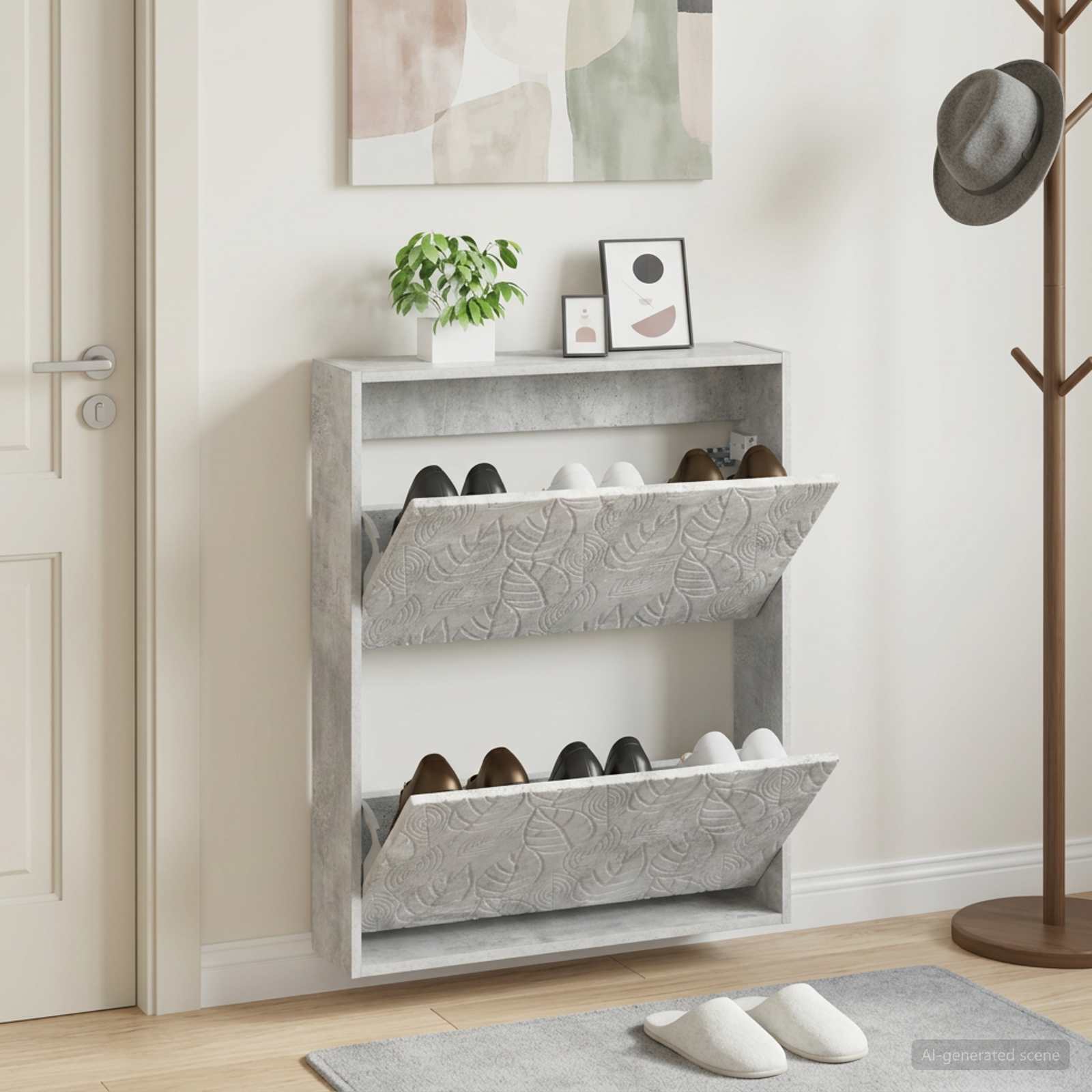 vidaXL Wall-Mounted Shoe Cabinet DELFT 71 x 17 x 86 cm Engineered Wood 1