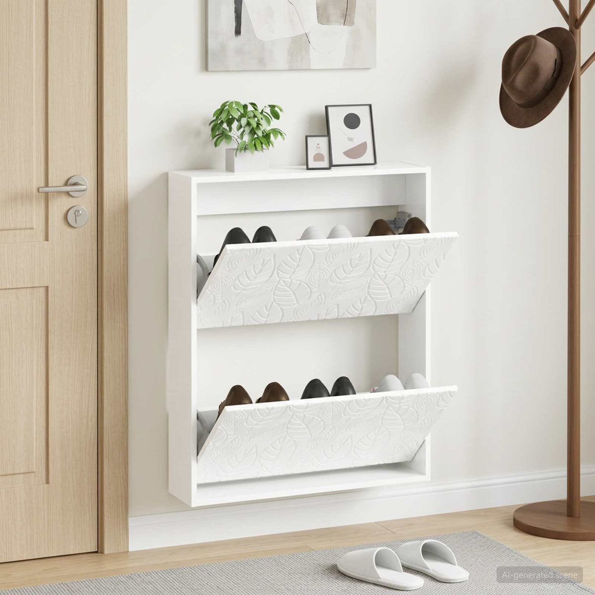 Wall-Mounted Shoe Cabinet DELFT 71 x 17 x 86 cm Engineered Wood High gloss white