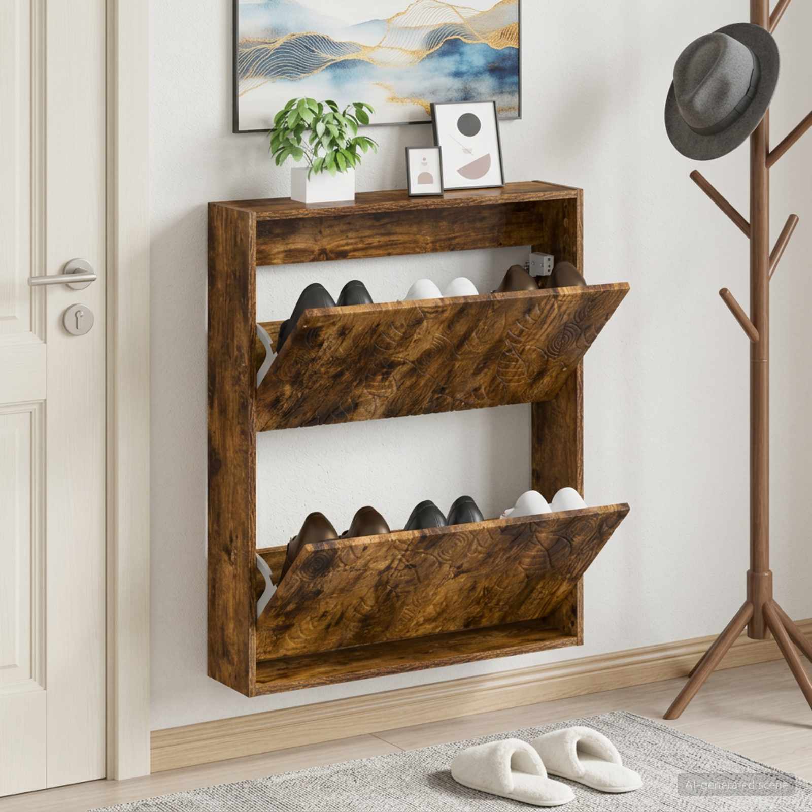 vidaXL Wall-Mounted Shoe Cabinet DELFT 71 x 17 x 86 cm Engineered Wood 1