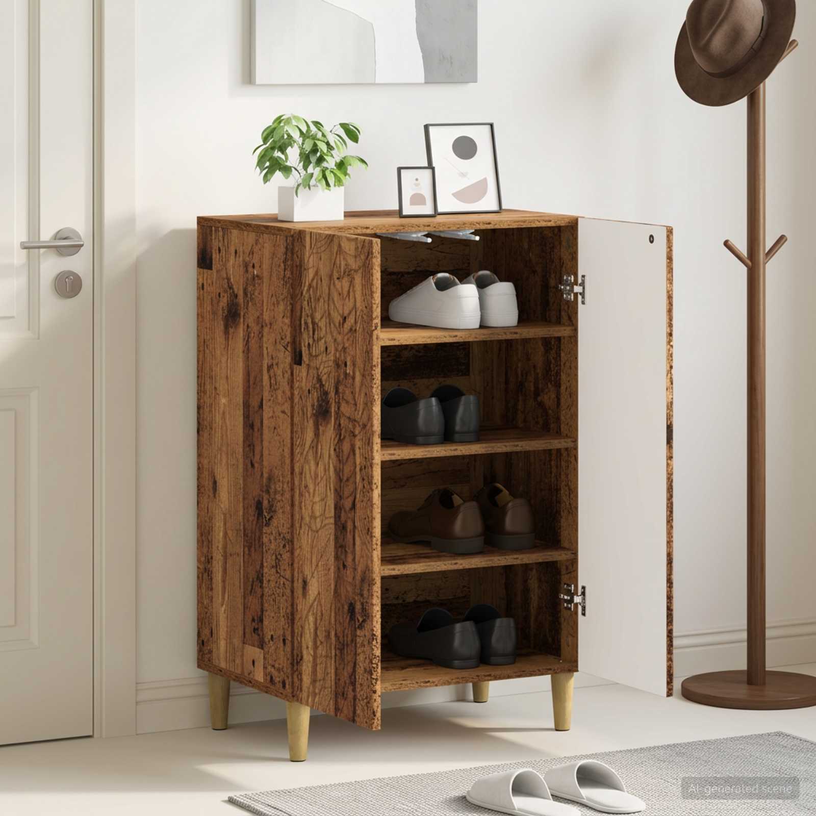 vidaXL Shoe Cabinet DELFT 59.5 x 39.5 x 90 cm Engineered Wood Old Wood 1