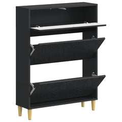 vidaXL Shoe Cabinet DELFT 78 x 24 x 103 cm Engineered Wood Black 3