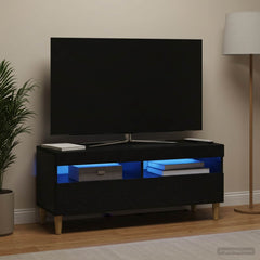 LED TV Cabinet Engineered Wood Black