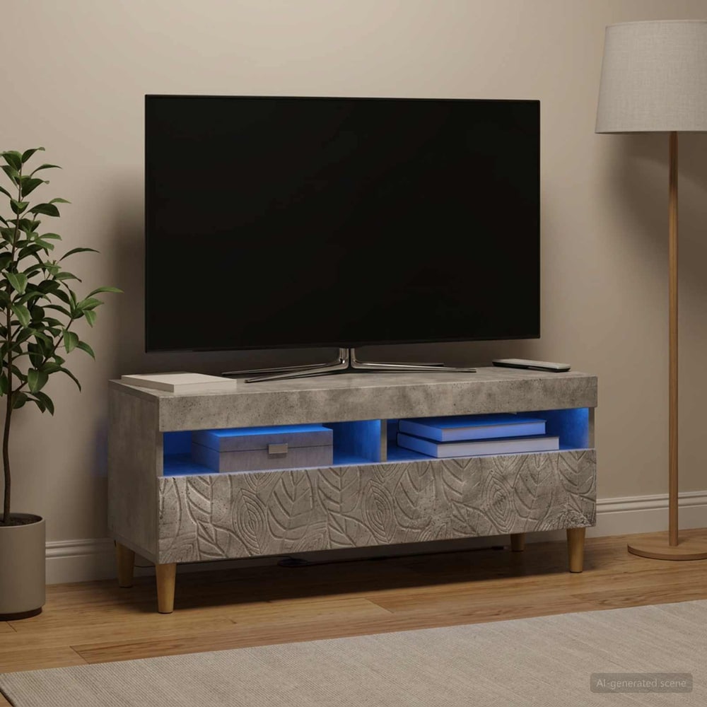 LED TV Cabinet Engineered Wood Concrete grey
