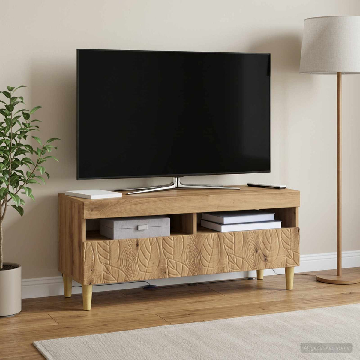 LED TV Cabinet Engineered Wood Artisan oak