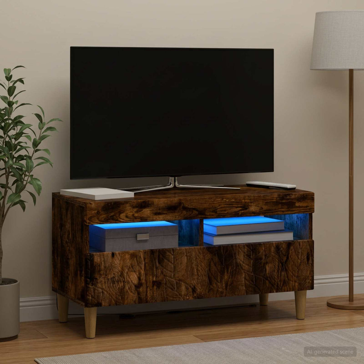 LED TV Cabinet Engineered Wood Smoked oak