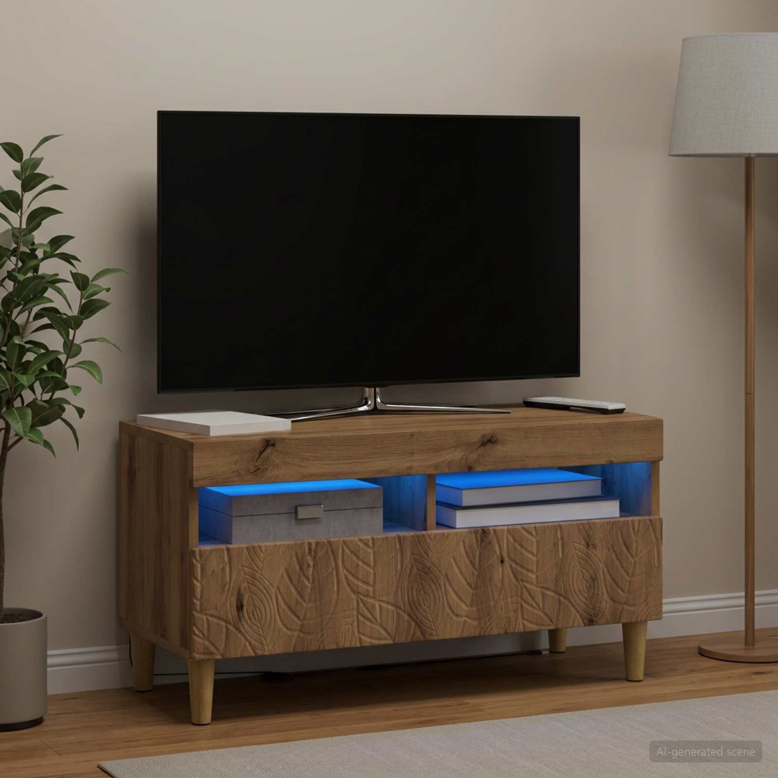 vidaXL LED TV Cabinet Artisan Oak Engineered Wood 1