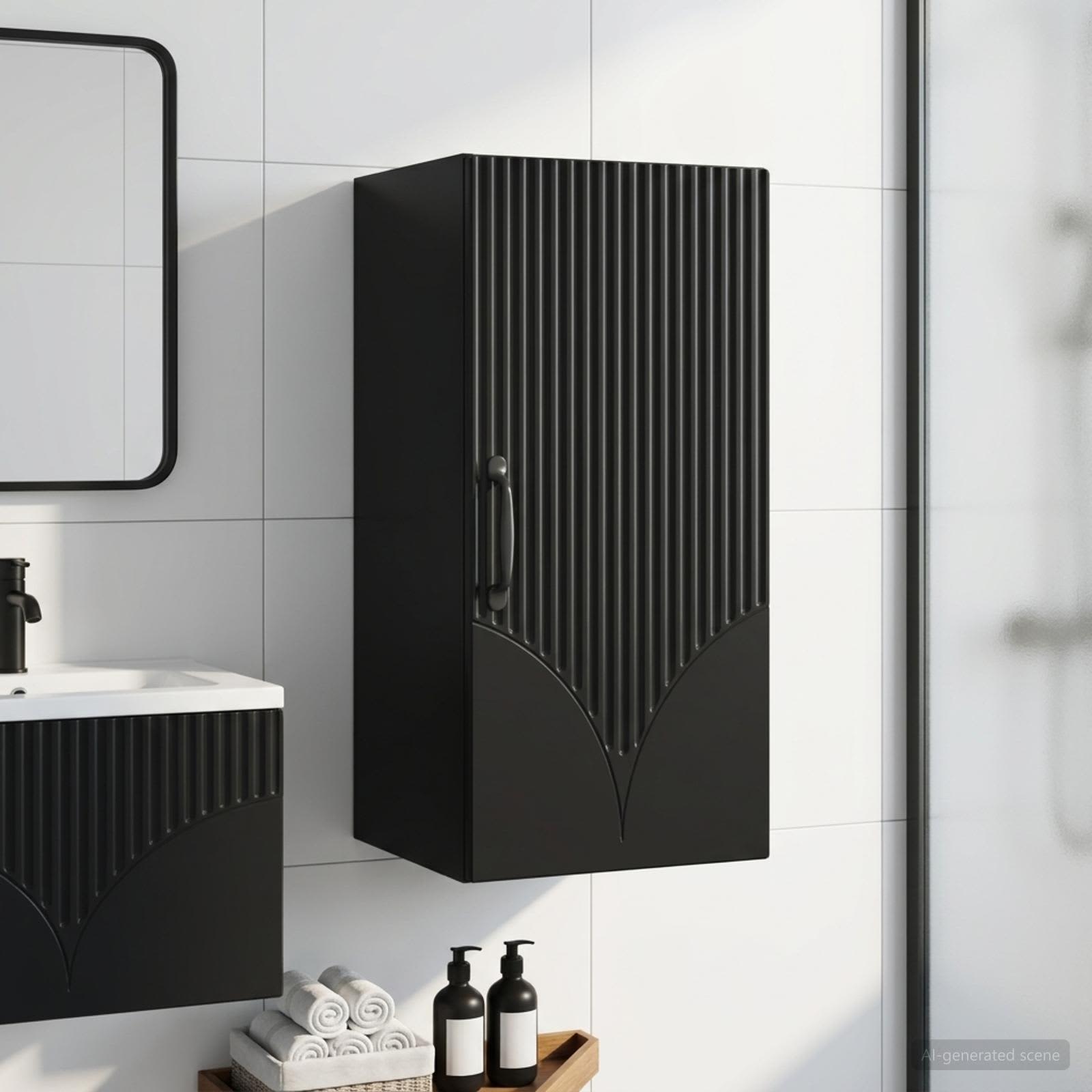vidaXL Bathroom Wall Cabinet HOORN Black 30 x 31 x 59 cm 1