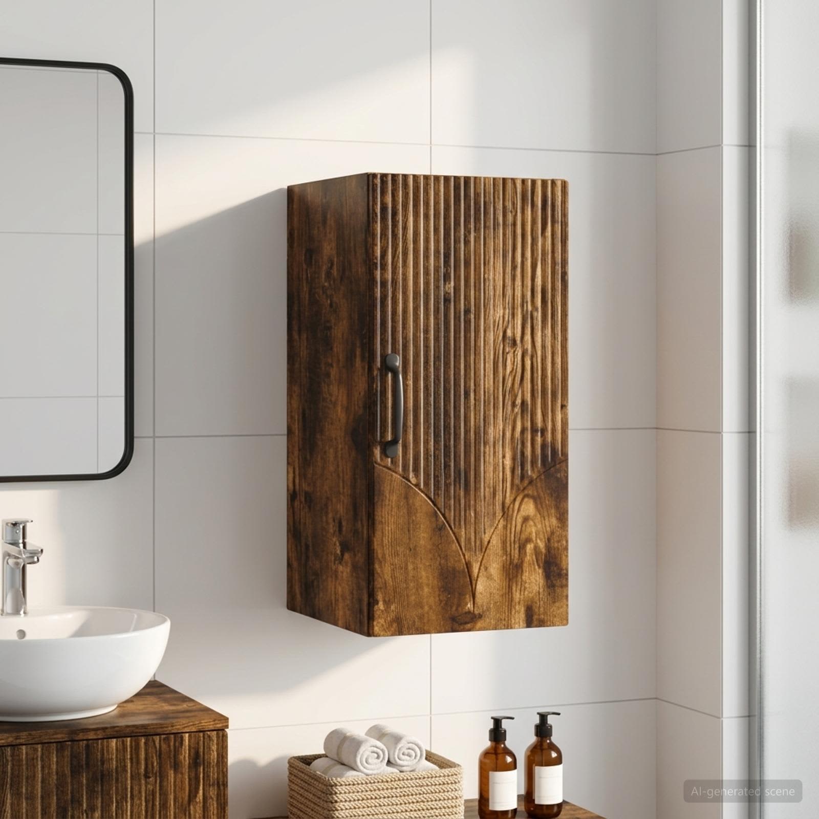 vidaXL Bathroom Wall Cabinet HOORN Smoked Oak 30 x 31 x 59 cm 1