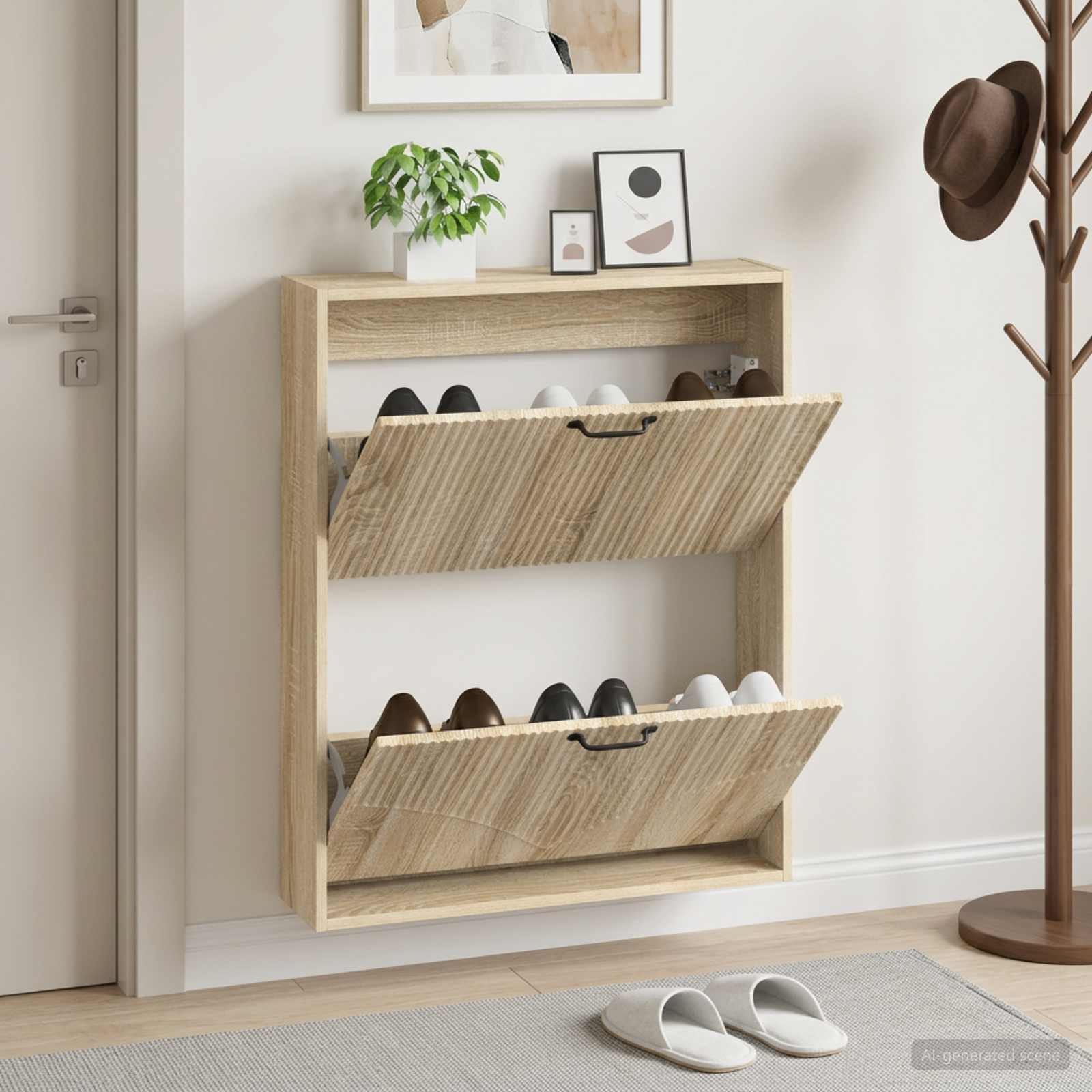 vidaXL Wall-Mounted Shoe Cabinet HOORN 71 x 17 x 86 cm Engineered Wood 1