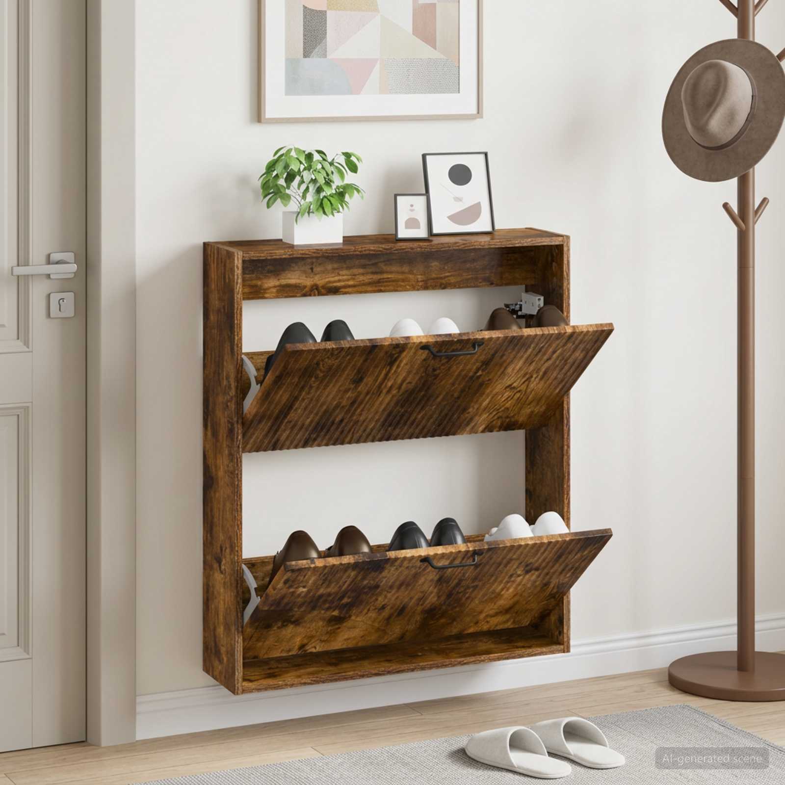 vidaXL Wall-Mounted Shoe Cabinet HOORN 71 x 17 x 86 cm Engineered Wood 1