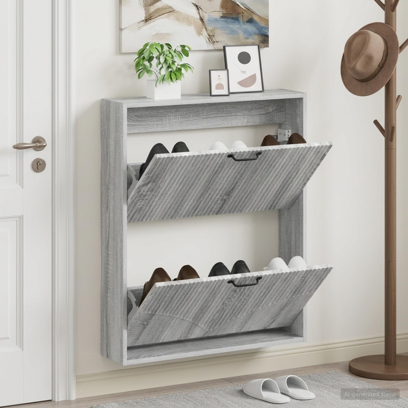 vidaXL Wall-Mounted Shoe Cabinet HOORN 71 x 17 x 86 cm Engineered Wood 1