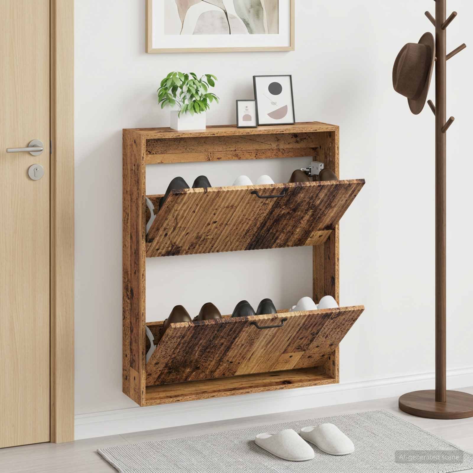 vidaXL Wall-Mounted Shoe Cabinet HOORN 71 x 17 x 86 cm Engineered Wood 1