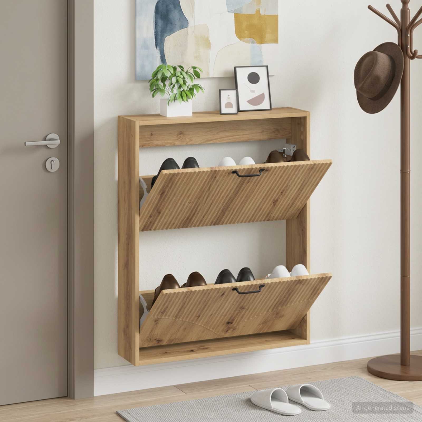 vidaXL Wall-Mounted Shoe Cabinet HOORN 71 x 17 x 86 cm Engineered Wood 1