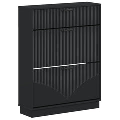 vidaXL Shoe Cabinet HOORN 78 x 24 x 100 cm Engineered Wood Black 2