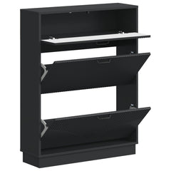 vidaXL Shoe Cabinet HOORN 78 x 24 x 100 cm Engineered Wood Black 3