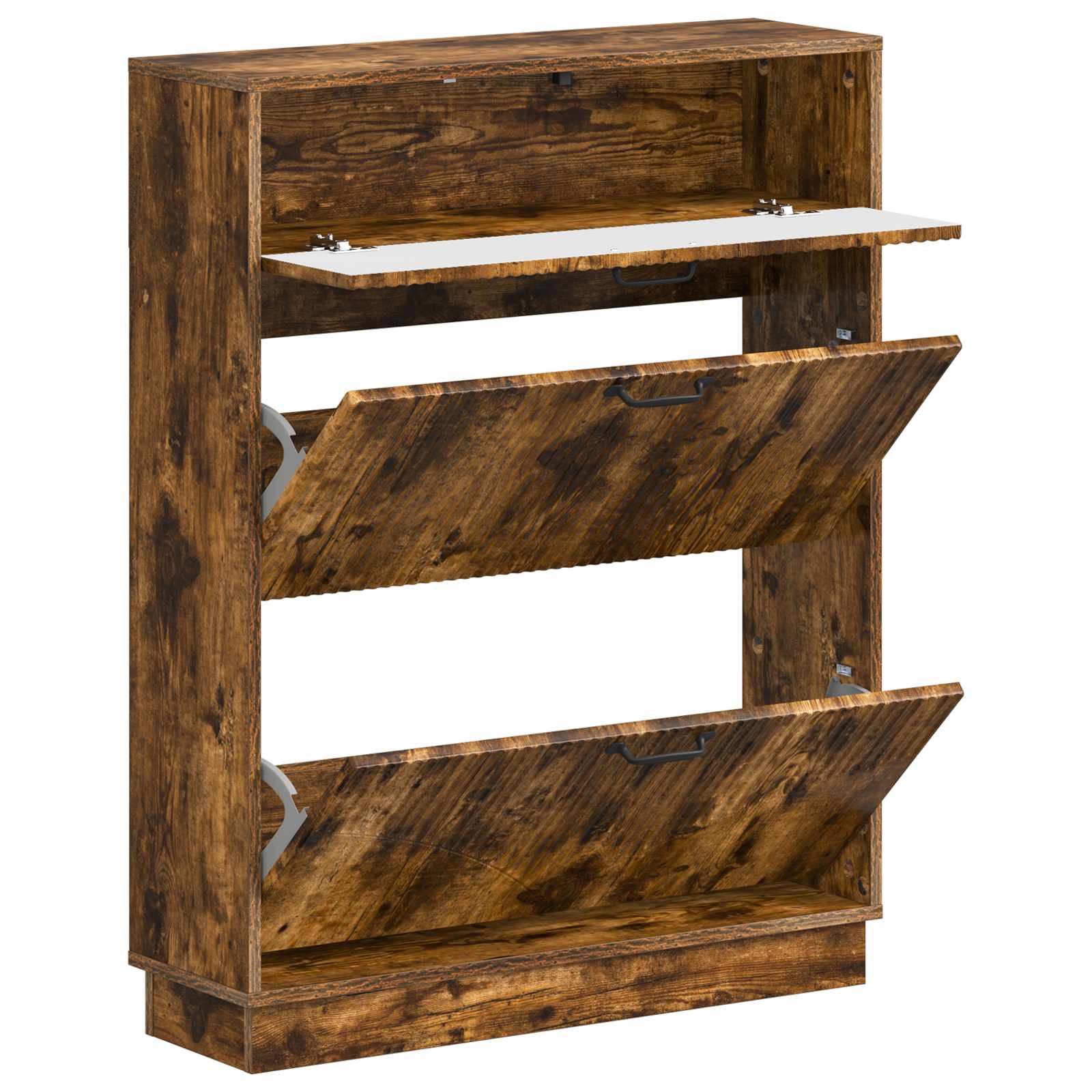 vidaXL Shoe Cabinet HOORN 78 x 24 x 100 cm Engineered Wood Smoked Oak 3