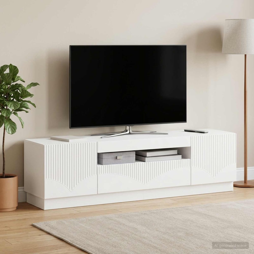 LED TV Cabinet Engineered Wood White