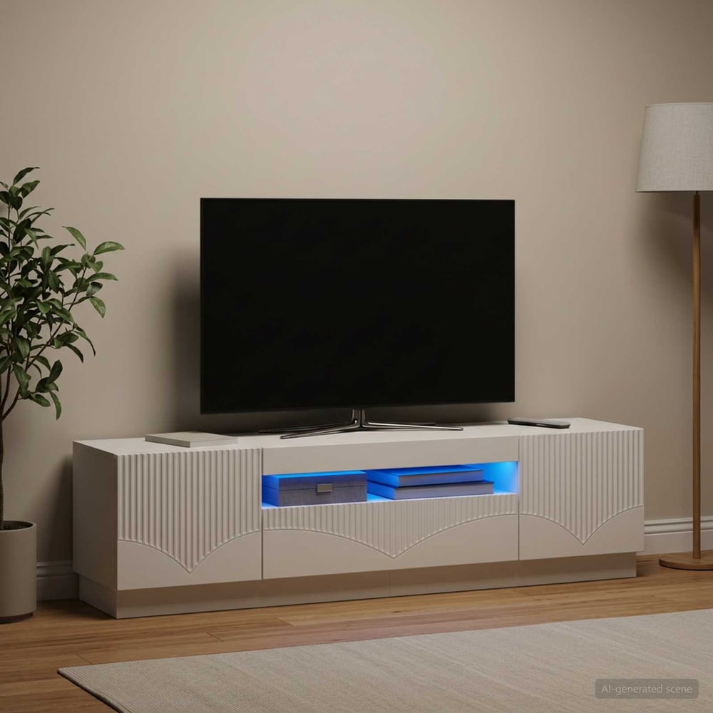 LED TV Cabinet Engineered Wood White