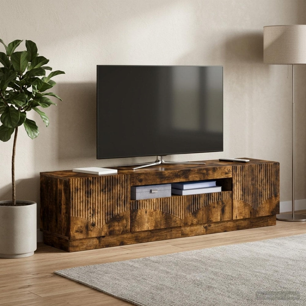 LED TV Cabinet Engineered Wood Smoked oak