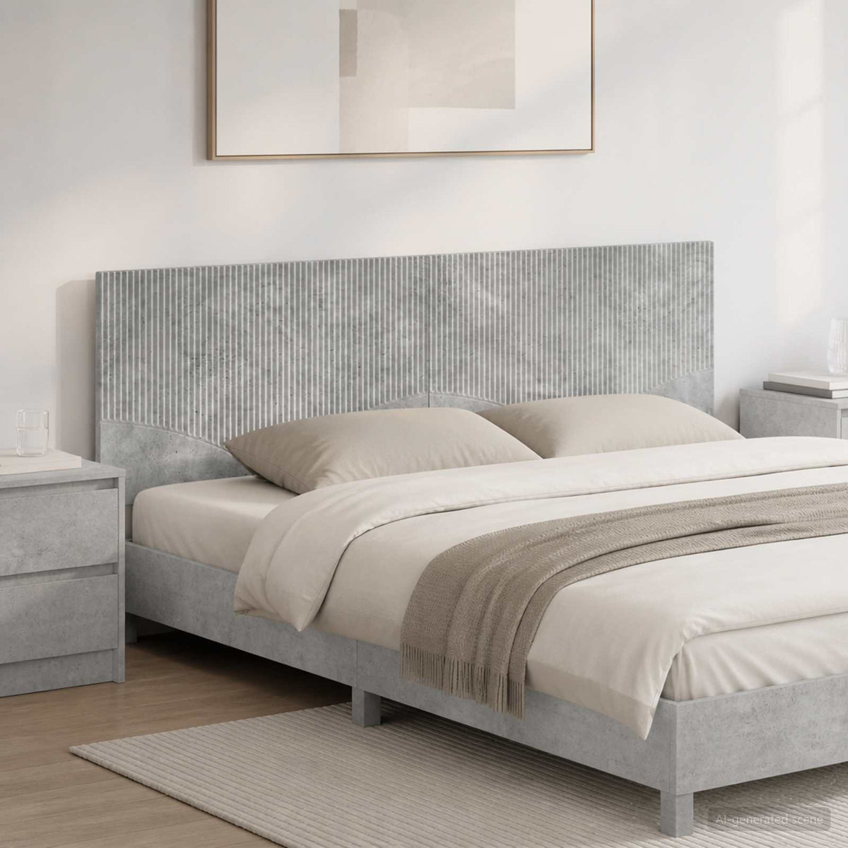 Wall-Mounted Headboard HOORN Engineered Wood Width 180 cm Concrete grey