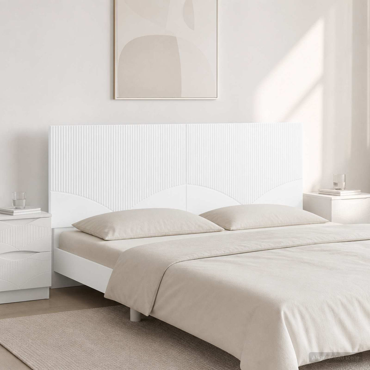 Wall-Mounted Headboard HOORN Engineered Wood Width 180 cm High gloss white