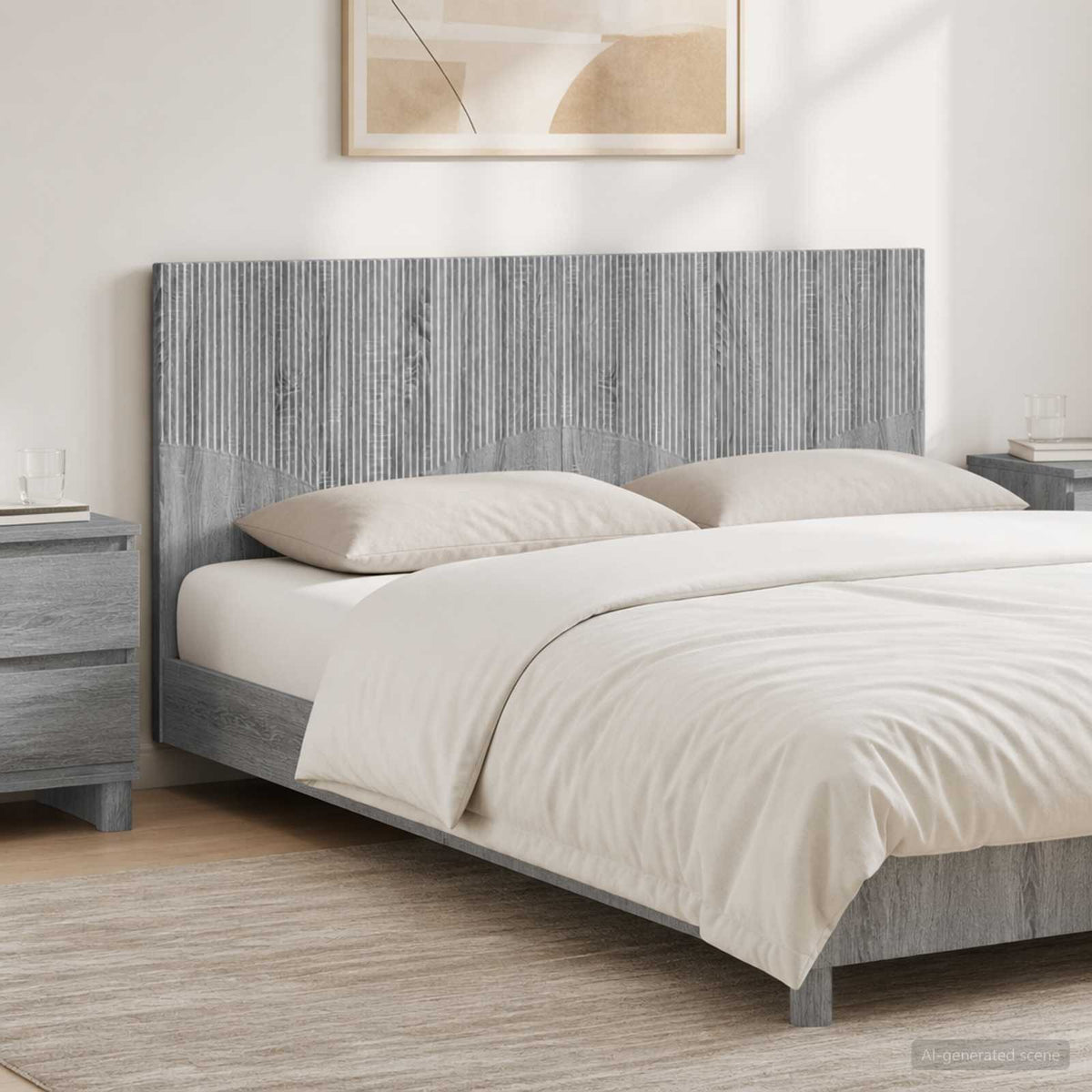 Wall-Mounted Headboard HOORN Engineered Wood Width 180 cm Grey sonoma