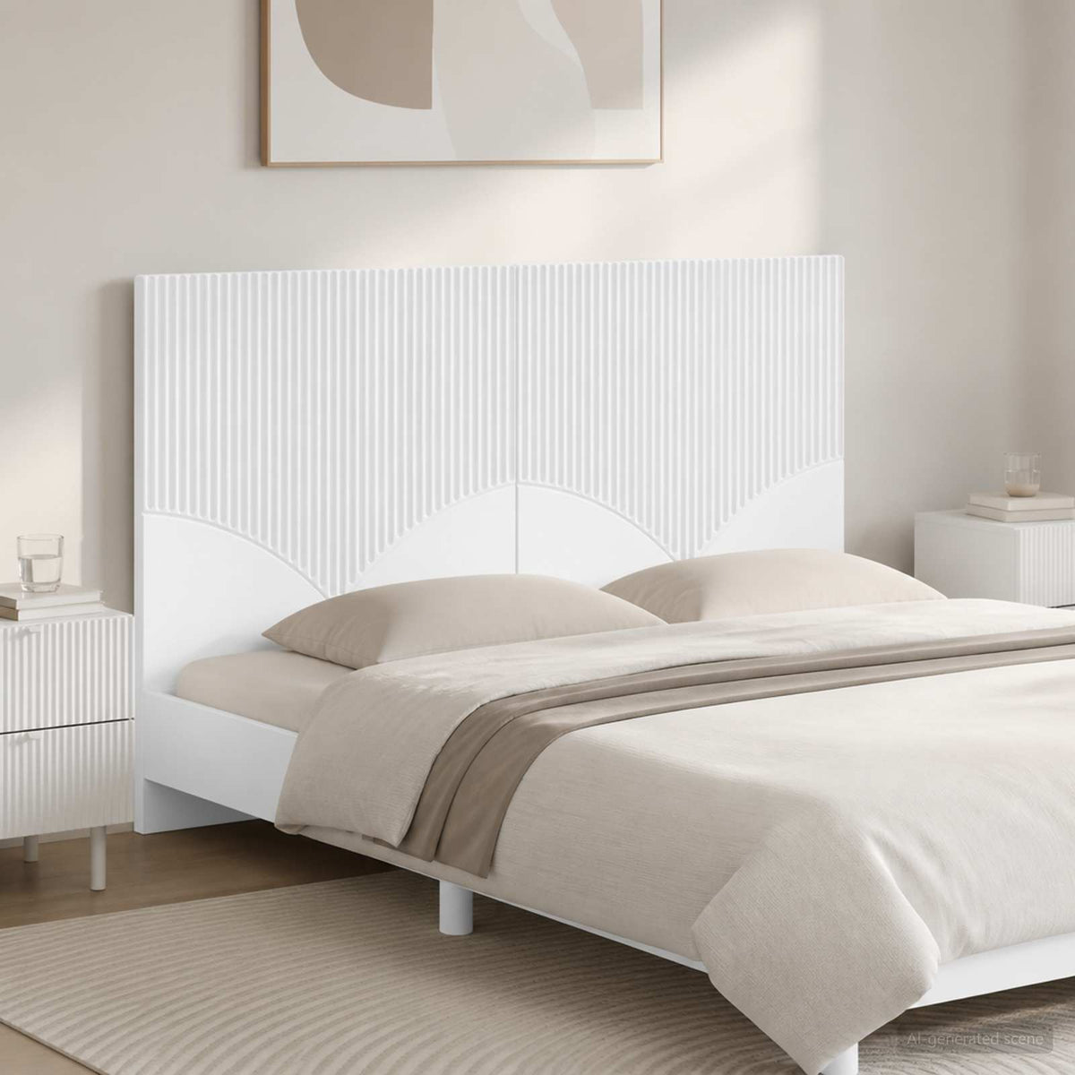 Wall-Mounted Headboard HOORN Engineered Wood Width 120 cm White