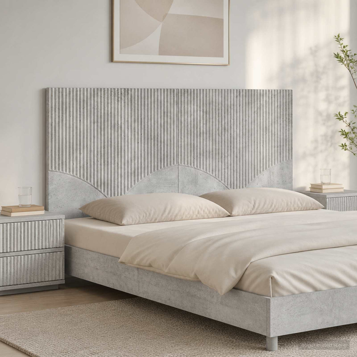 Wall-Mounted Headboard HOORN Engineered Wood Width 120 cm Concrete grey