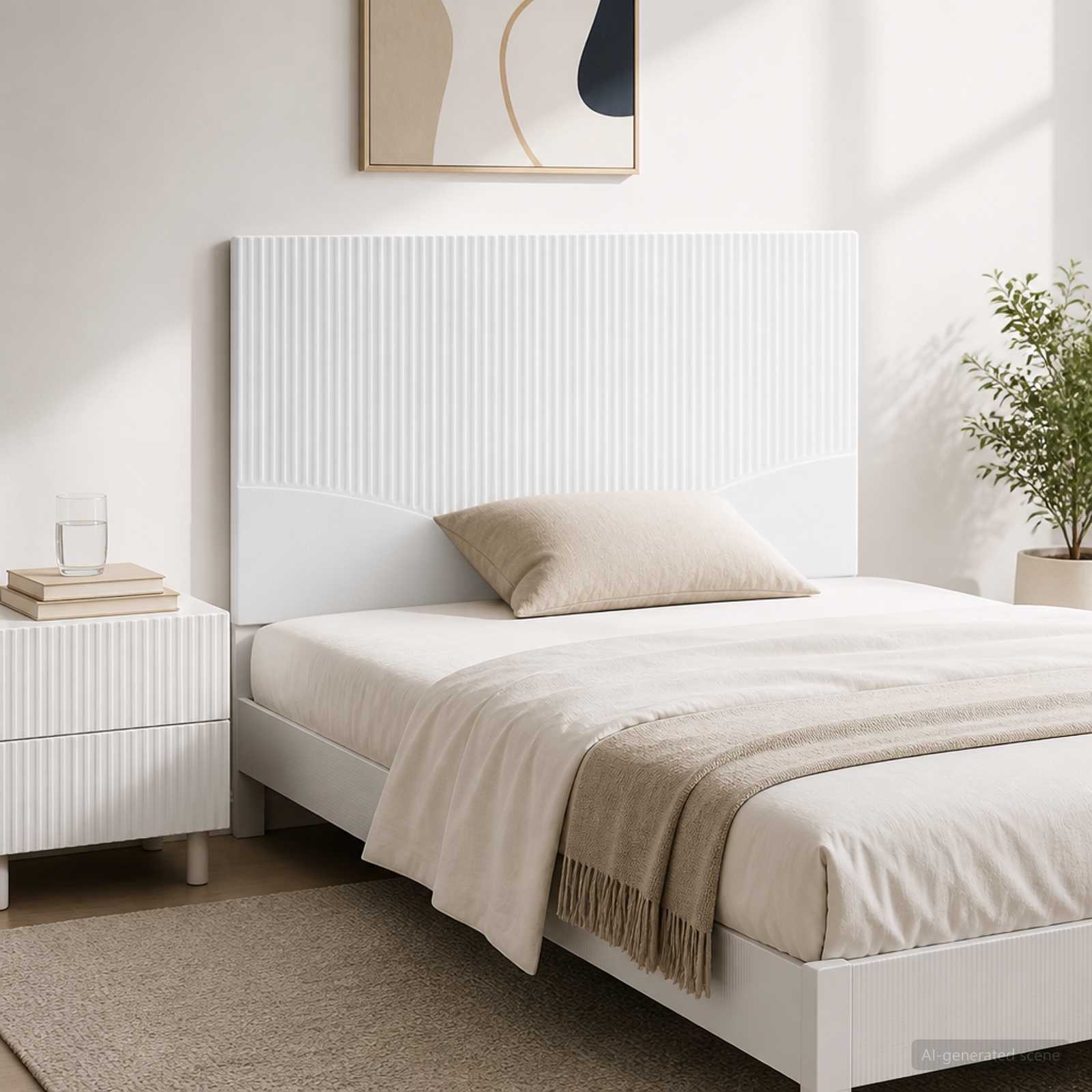 vidaXL Wall-Mounted Headboard HOORN High Gloss White Engineered Wood 1