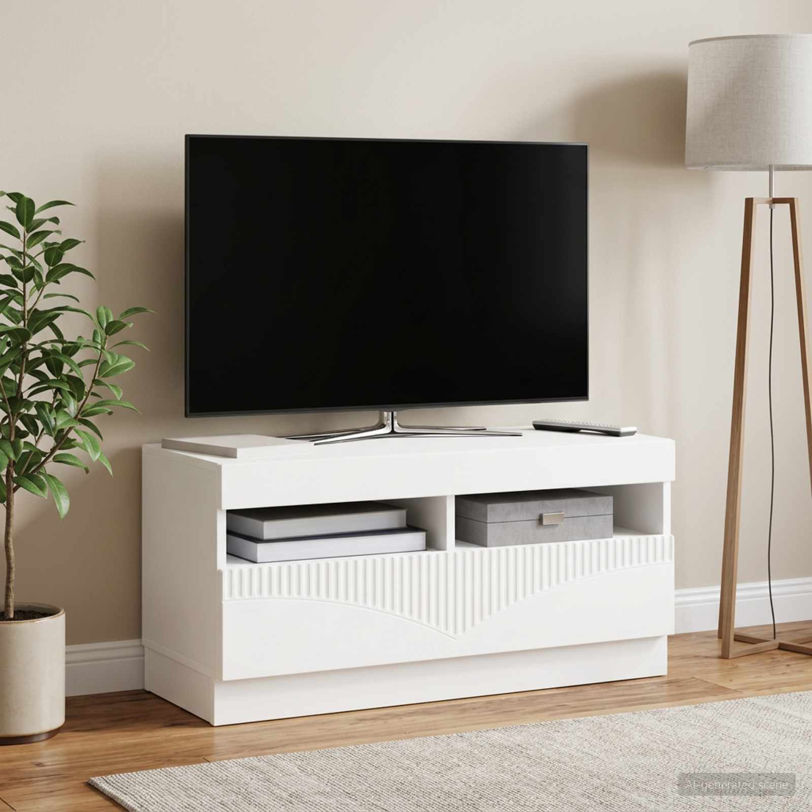 vidaXL LED TV Cabinet White Engineered Wood 1