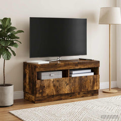 vidaXL LED TV Cabinet Smoked Oak Engineered Wood 4
