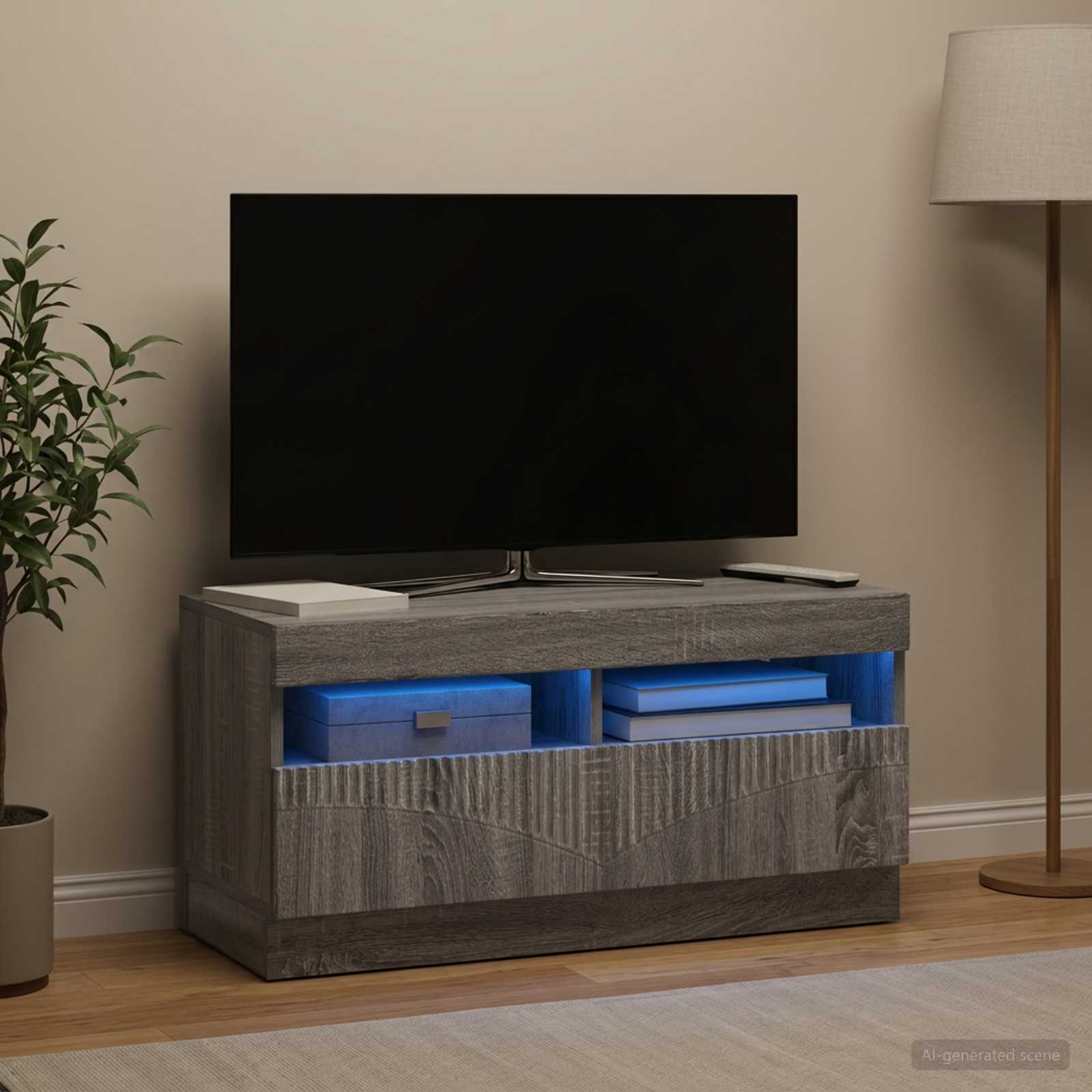 vidaXL LED TV Cabinet Grey Sonoma Engineered Wood 1